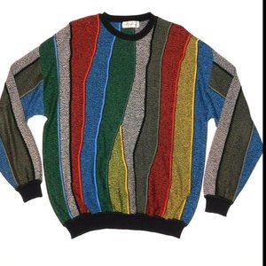 Vintage 1990s ST CROIX SHOP 3D Textured Cosby Biggie Knit Golf Sweater Mens L